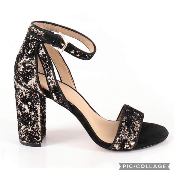 Botkier Gold Glitter & Black Velvet Chunky Heels - Picture 1 of 3